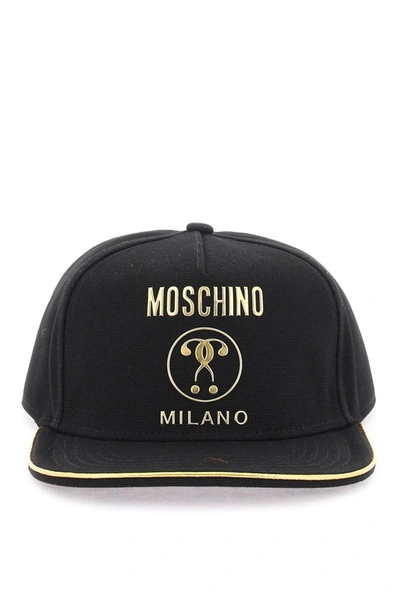 Shop Moschino Baseball Cap With Metal Logo In Black