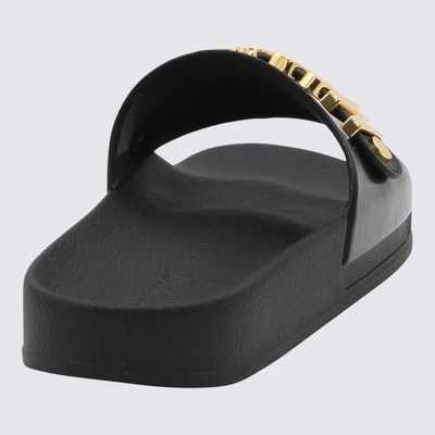 Shop Moschino Black Rubber Logo Flats