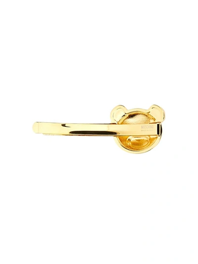 Shop Moschino Teddy Bear Hair Pin In Gold