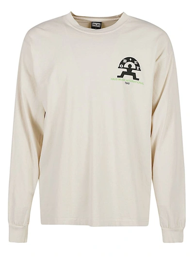 Shop Obey Logo Cotton Sweatshirt In Beige