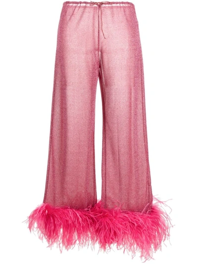Shop Oseree Oséree Lumiere Plumage Long Pants Clothing In Pink &amp; Purple