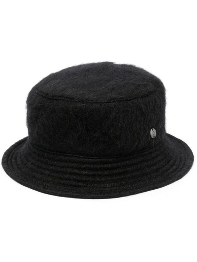 Our Legacy Black Logo Plaque Bucket Hat In Black Mohair