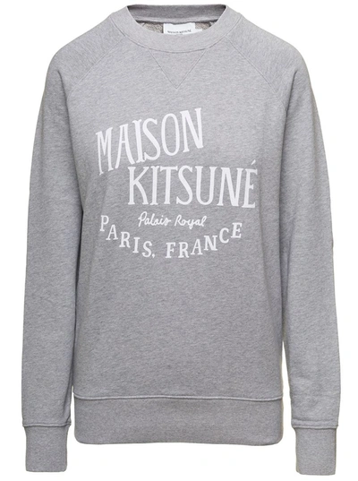 Shop Maison Kitsuné Palais Royal Crewneck Sweatshirt In Grey Cotton Woman
