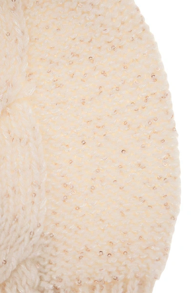 Shop Peserico Wool, Silk And Cashmere Braided Cap In Cream