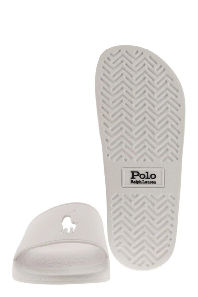 Shop Polo Ralph Lauren Big Pony Slippers In White