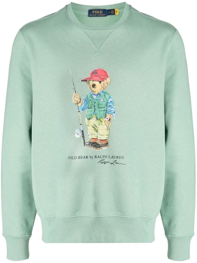 Shop Polo Ralph Lauren Graphic Print Sweatshirt In Green