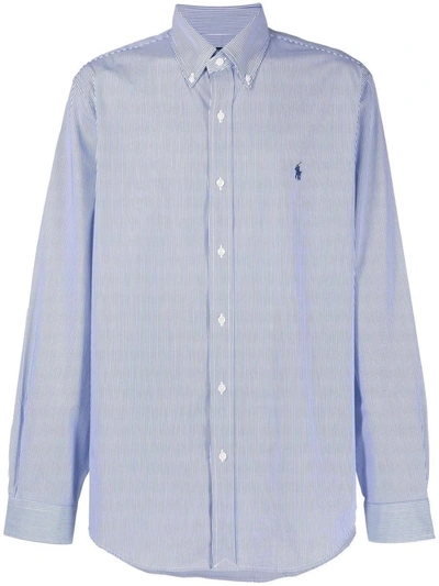 Shop Polo Ralph Lauren Logo-embroidered Shirt In Light Blue