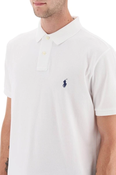 Shop Polo Ralph Lauren Pique Cotton Polo Shirt In White