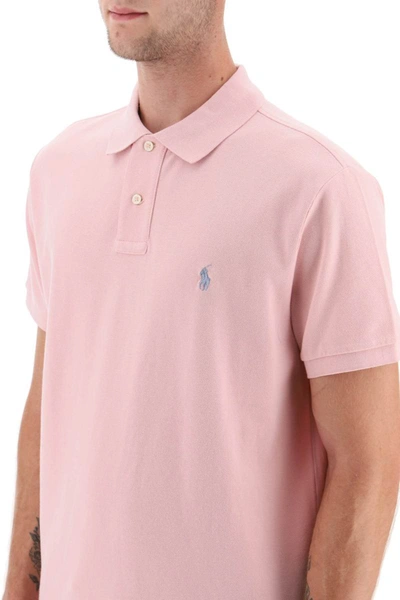 Shop Polo Ralph Lauren Pique Cotton Polo Shirt In Pink