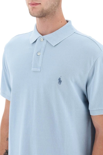 Shop Polo Ralph Lauren Pique Cotton Polo Shirt In Blue