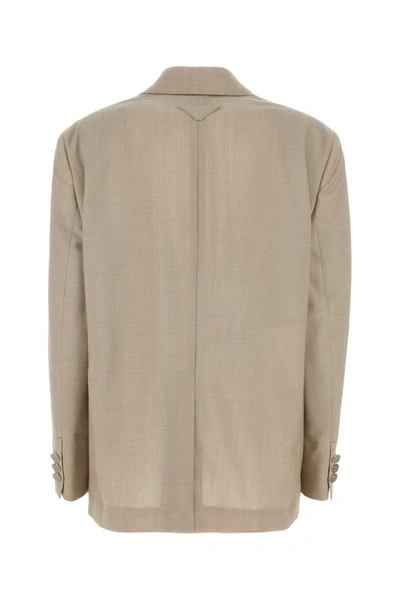 Shop Prada Jackets And Vests In Beige O Tan