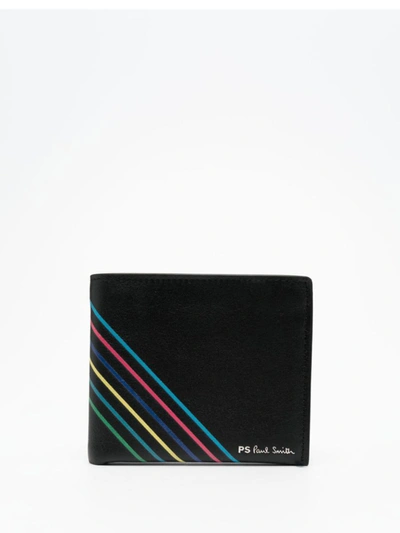 Shop Ps By Paul Smith Ps Paul Smith Striped Leather Wallet In Black
