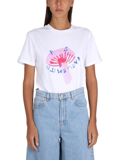 Shop Ps By Paul Smith Ps Paul Smith Mushroom Print T-shirt In White