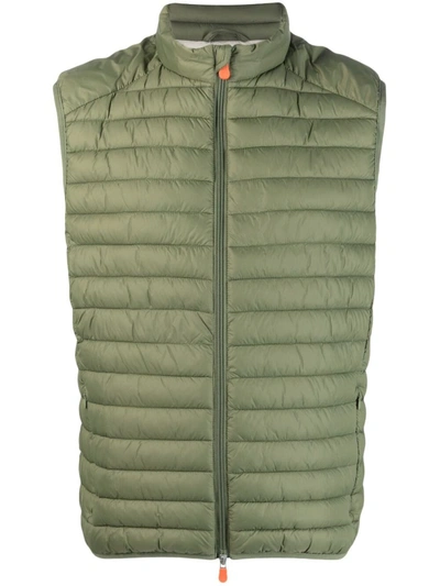Shop Save The Duck Padded Zip-up Gilet In Green