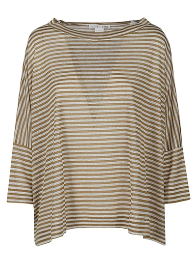 Shop Shirt C-zero Linen Striped Sweater In Brown