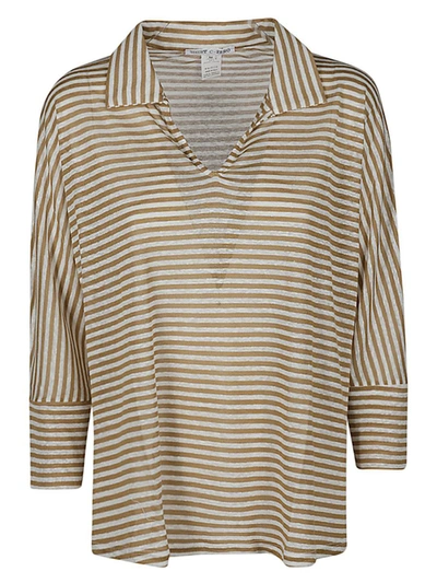 Shop Shirt C-zero Striped Polo Shirt In Beige