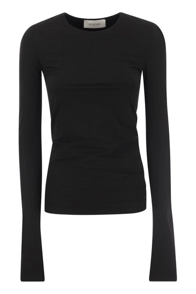Shop Sportmax Folk - Tight-fitting Jersey Top In Black
