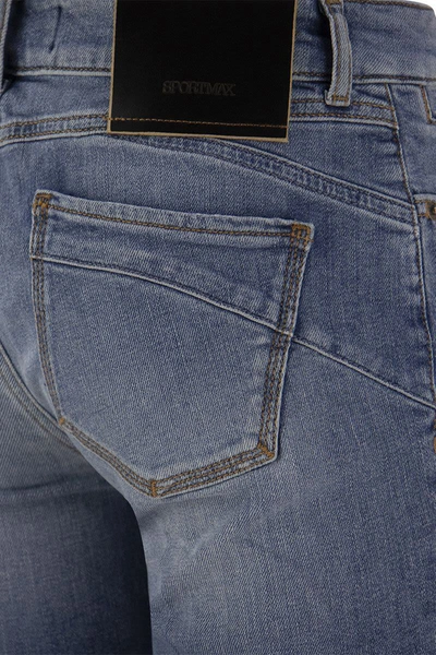 Shop Sportmax Mexico - Low Waist Mini Flare Jeans In Blue