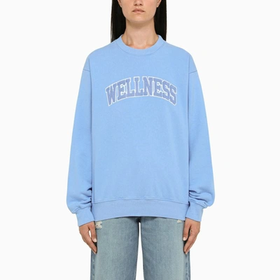 Shop Sporty And Rich Sporty & Rich Wellness Crew-neck Sweatshirt Light Blue In White