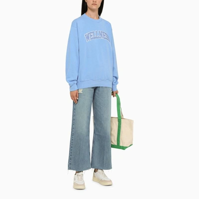 Shop Sporty And Rich Sporty & Rich Wellness Crew-neck Sweatshirt Light Blue In White