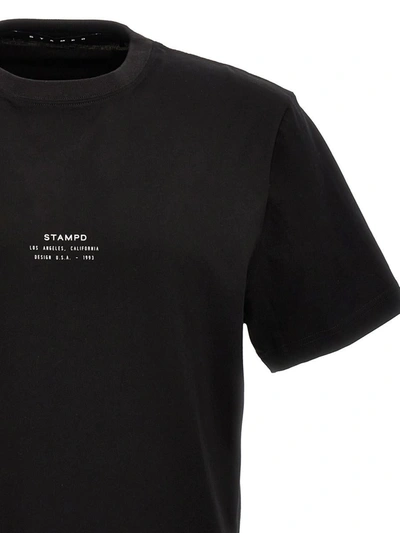Shop Stampd T-shirt 'stacked Logo' In Black