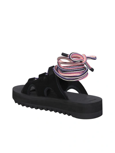 Suicoke Lace-up Suede Ray-ab Sandals In Black