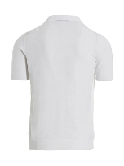 Shop Tagliatore Knitted Polo Shirt In White