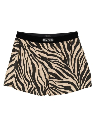 Shop Tom Ford Bermuda Shorts With Animal Pattern In Multicolor