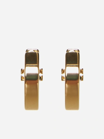 Shop Tory Burch Kira Logo Hoop Earrings In 720