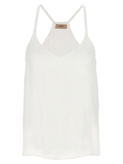 Shop Twinset Satin Tank Top In White