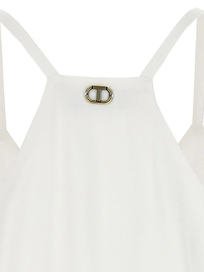 Shop Twinset Satin Tank Top In White