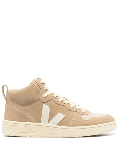 Shop Veja V-15 High Sneakers In Brown