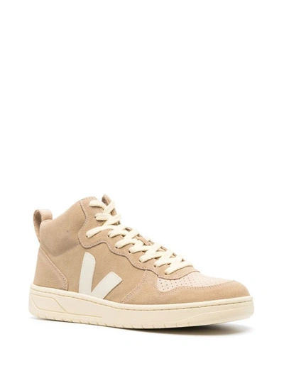 Shop Veja V-15 High Sneakers In Brown