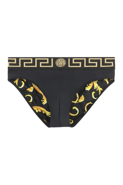 Shop Versace Swim Briefs In Black