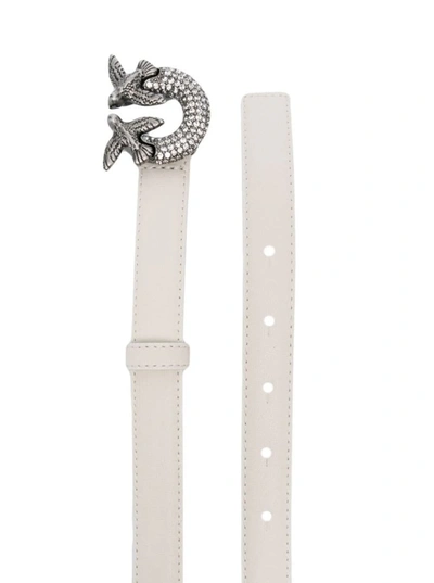 Shop Pinko White Belt Wth 'love Birds' Buckle And Strass In Leather Woman