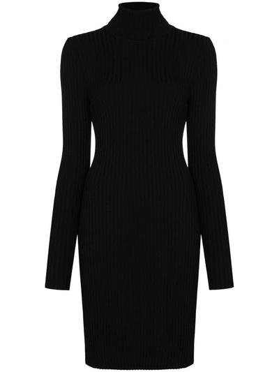 Shop Wolford Merino Wool Ribbed Short Dress In Black