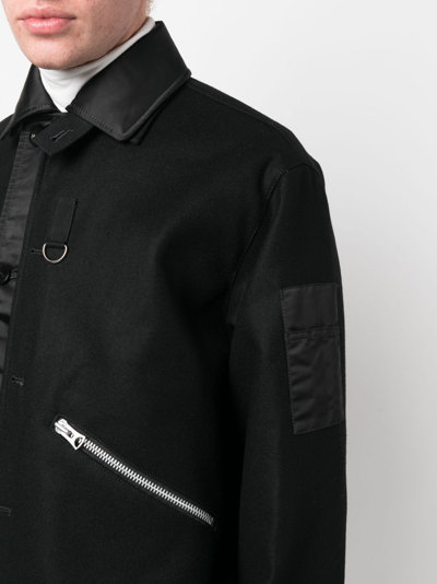 Shop Sacai Wool Melton Blouson Jacket In Black