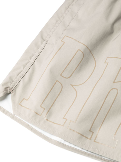 Shop Rhude Logo-print Drawstring Swim Shorts In Neutrals