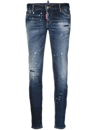 Shop Dsquared2 Distressed-effect Skinny Jeans In Blue