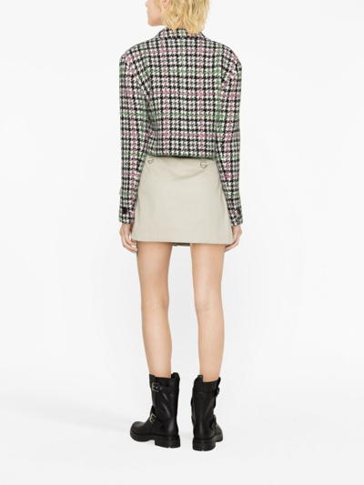 Shop Msgm Cropped Houndstooth Single-breasted Blazer In White