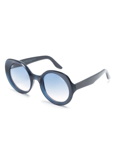 Shop Lapima Carlota Natural Round-frame Sunglasses In Blue