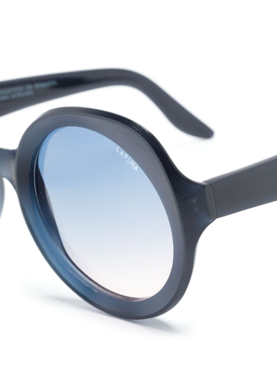 Shop Lapima Carlota Natural Round-frame Sunglasses In Blue