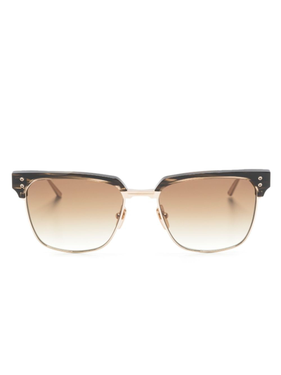 Shop Dita Eyewear Square-frame Tinted-lenses Sunglasses In Brown