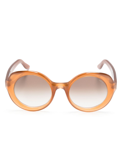 Shop Lapima Carlota Oval-frame Sunglasses In Brown