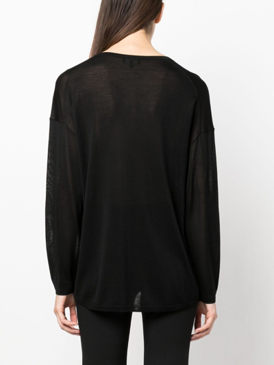 Shop Theory Semi-sheer Fine-knit Jumper In Black