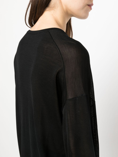 Shop Theory Semi-sheer Fine-knit Jumper In Black