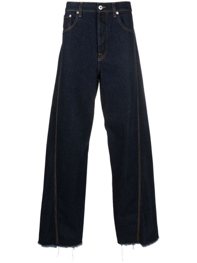 Shop Lanvin Twisted Wide-leg Jeans In Blue