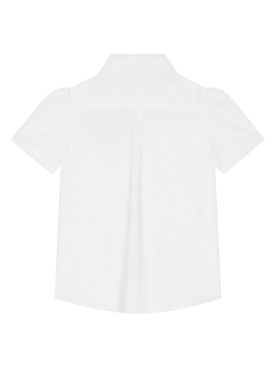 Shop Dolce & Gabbana Rose-embroidered Puff-sleeve Shirt In White