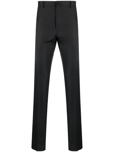 Shop Lanvin Virgin Wool Slim-cut Trousers In Grey