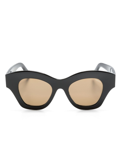Shop Lapima Tessa Oval-frame Sunglasses In Black